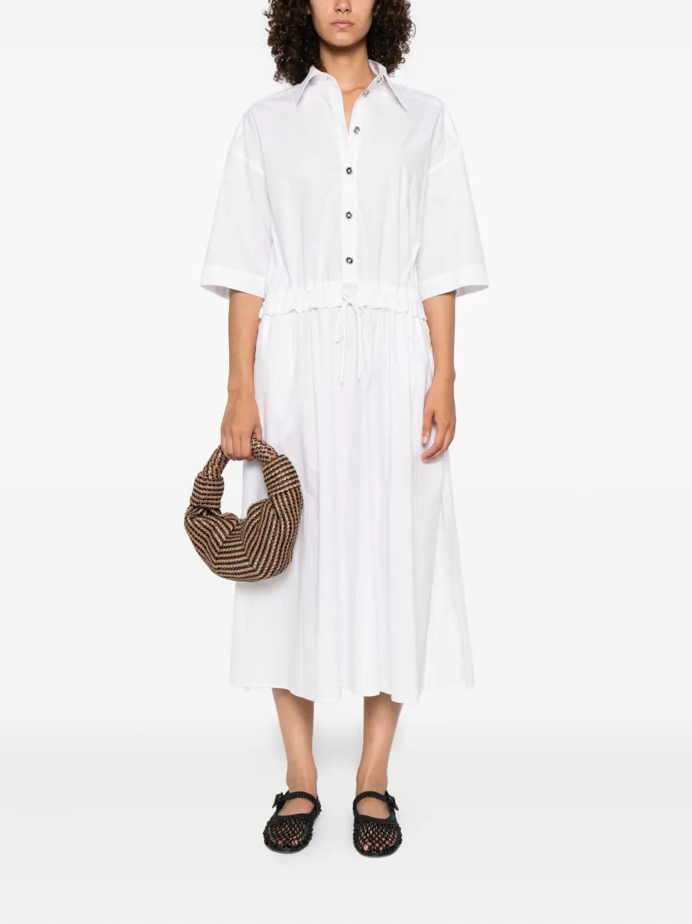 PINKO elasticated-waist shirt day dress Wit