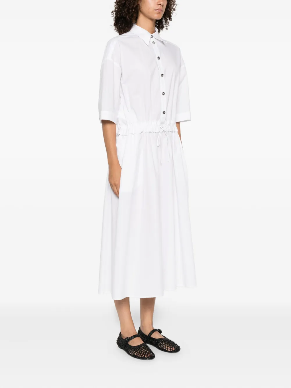 PINKO elasticated-waist shirt day dress Wit