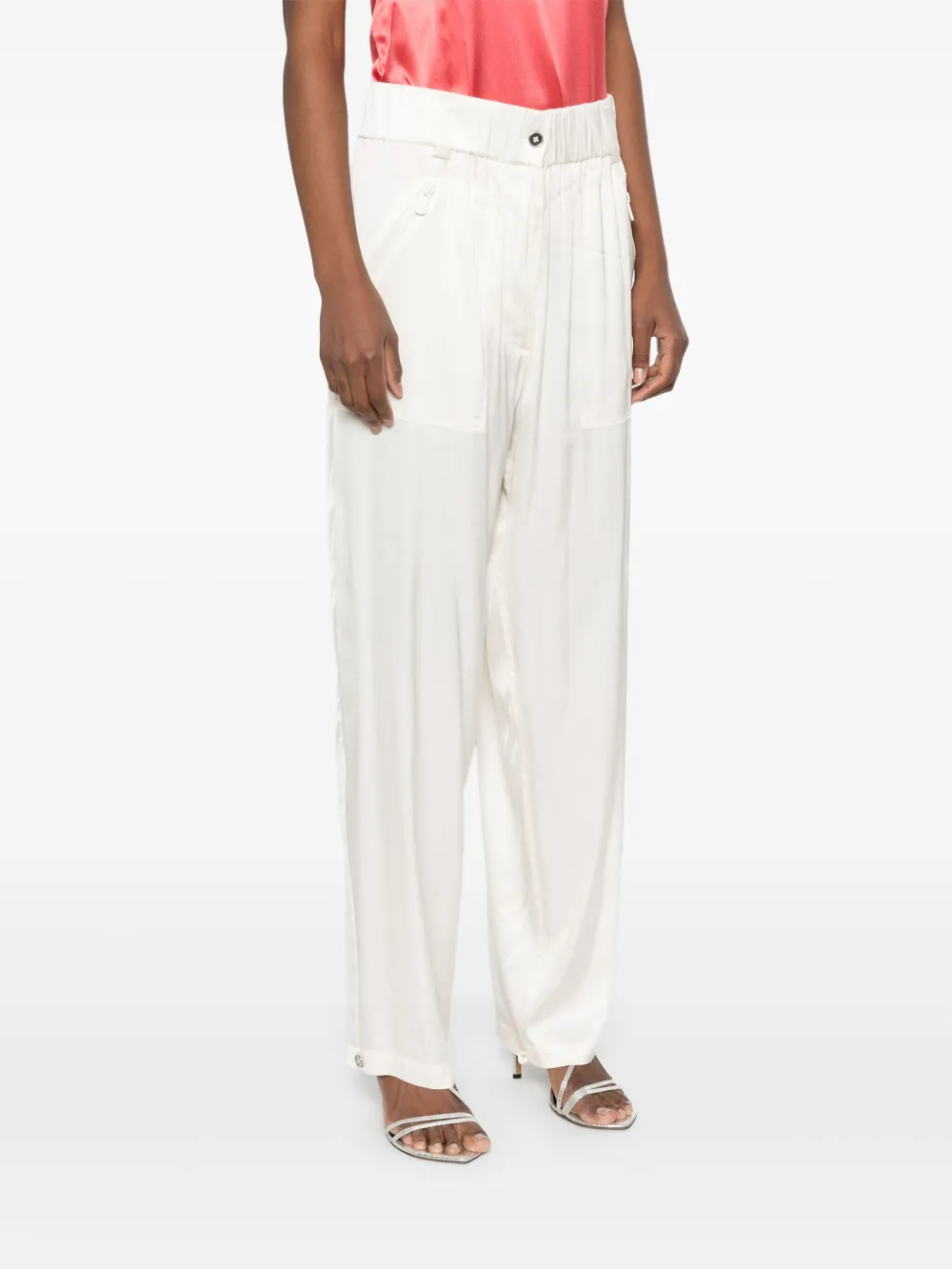 PINKO Satijnen broek Wit