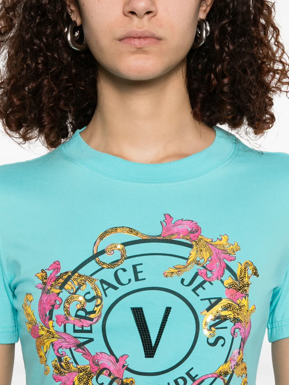 Versace Jeans Couture T-shirt met logoprint Blauw