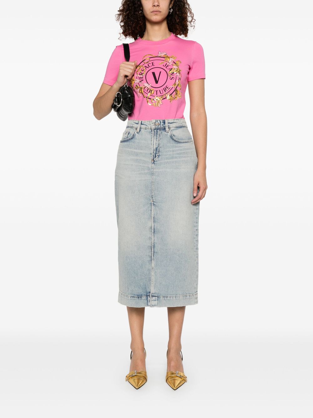 Versace Jeans Couture T-shirt met logoprint - Roze