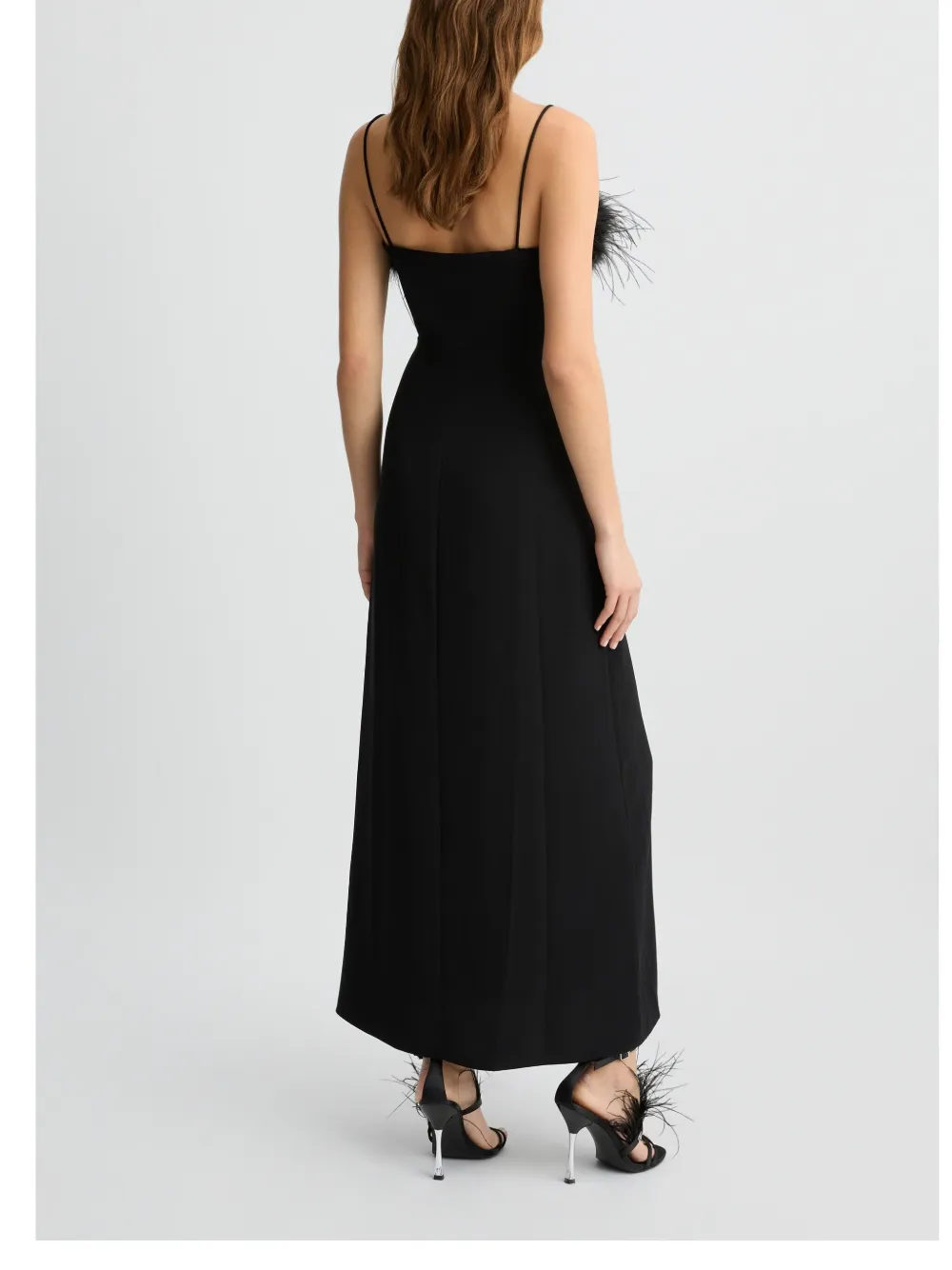 LIU JO Maxi-jurk met afwerking van veren Zwart