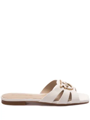 【関税&送料込】Pinko Sandals White PINKO SHOES - LAMINATED SANDALS WITH RHINESTONES 