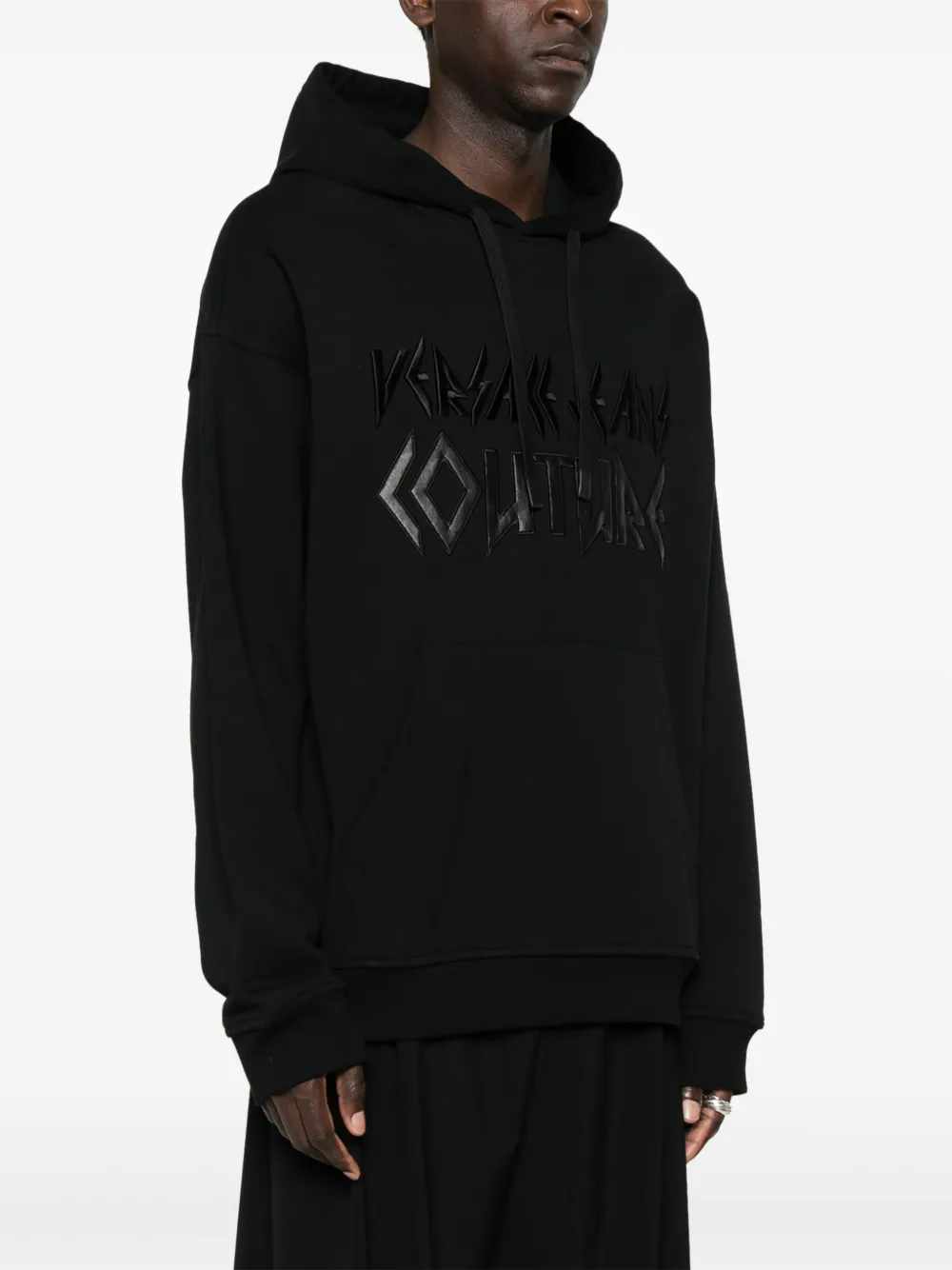 Versace Jeans Couture Hoodie met geborduurd logo Zwart