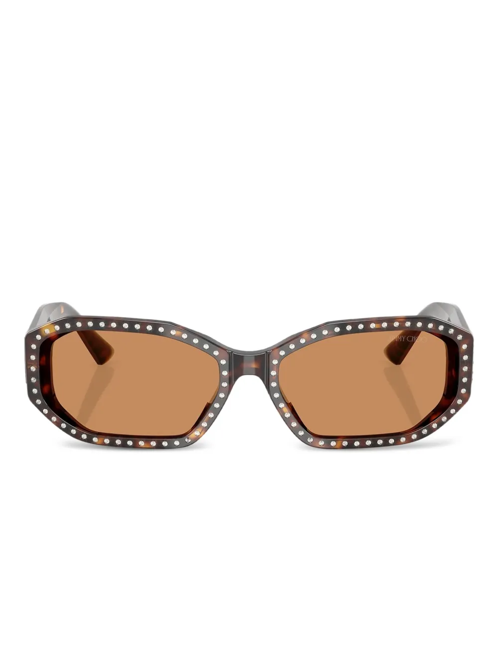 Jimmy Choo Eyewear lentes de sol con armazón rectangular y detalles de cristal | marrón | Image 1