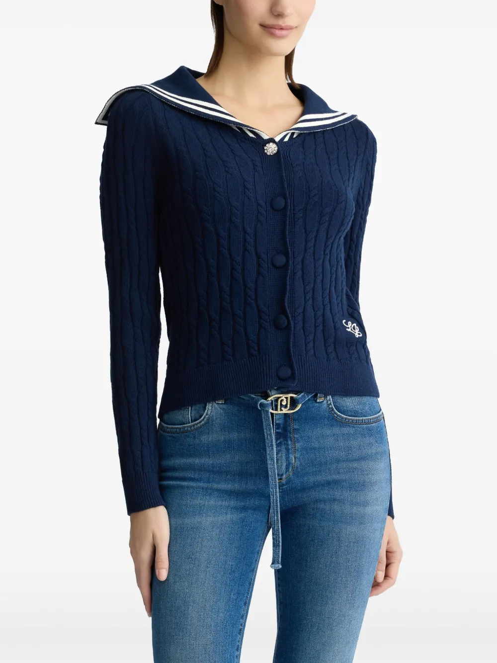 LIU JO Kabelgebreid vest Blauw