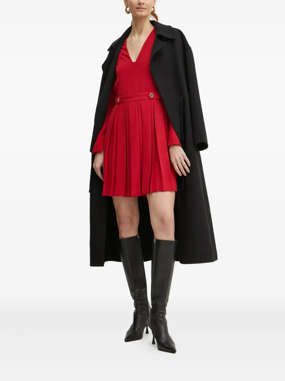 TWINSET pleated appliqué mini dress - Rood