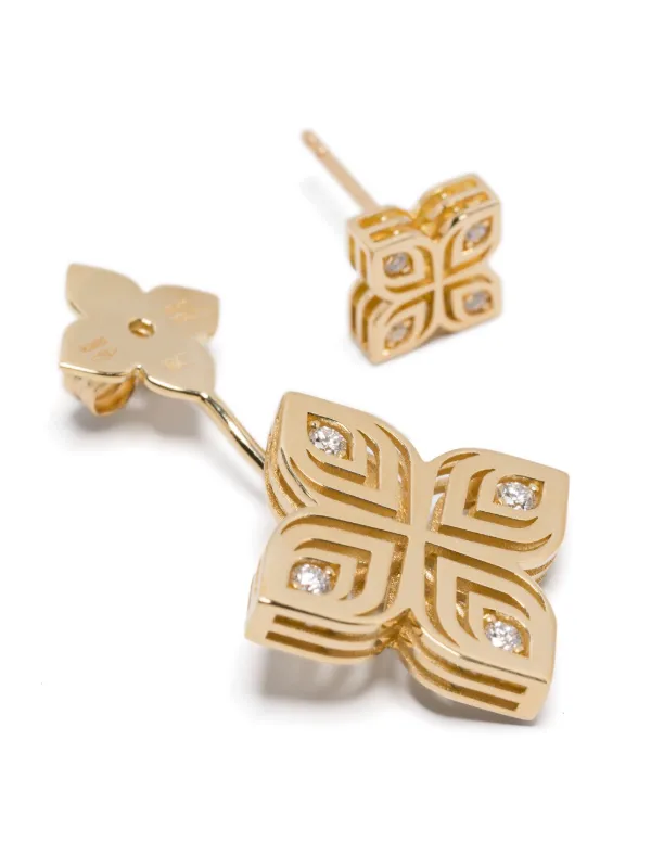 Roberto Coin Arabesque Flower ダイヤモンド ピアス 18Kイエロー