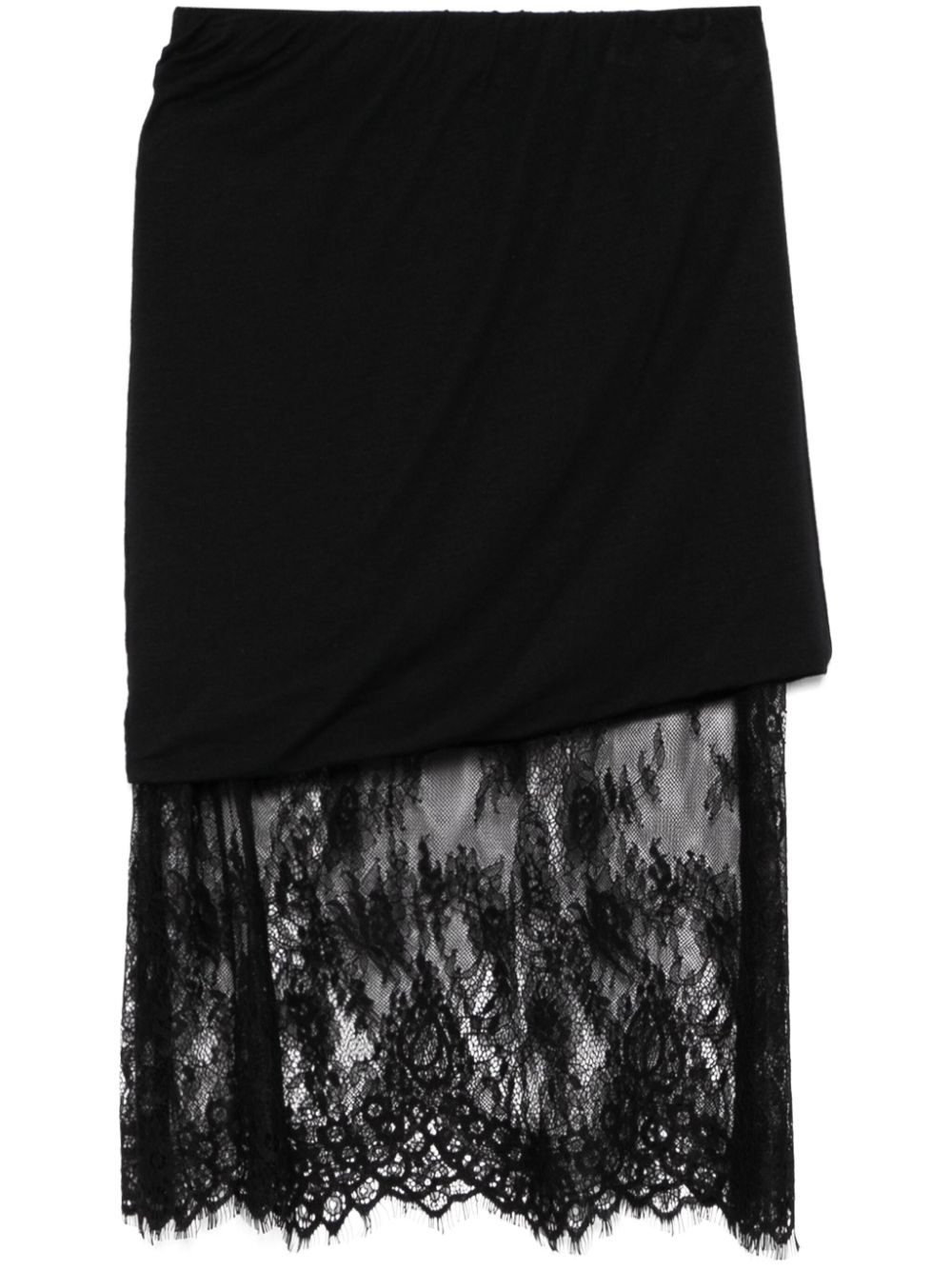 The Attico lace-panel midi skirt Zwart