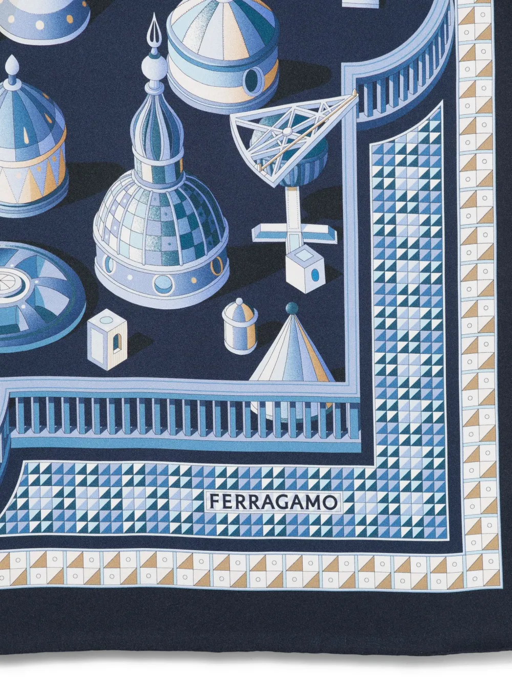 Ferragamo Sjaal met koepelprint - Blauw