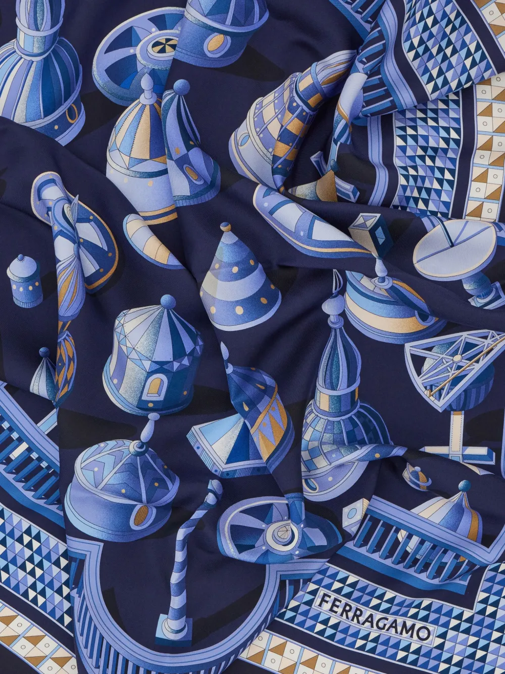 Ferragamo Sjaal met koepelprint - Blauw