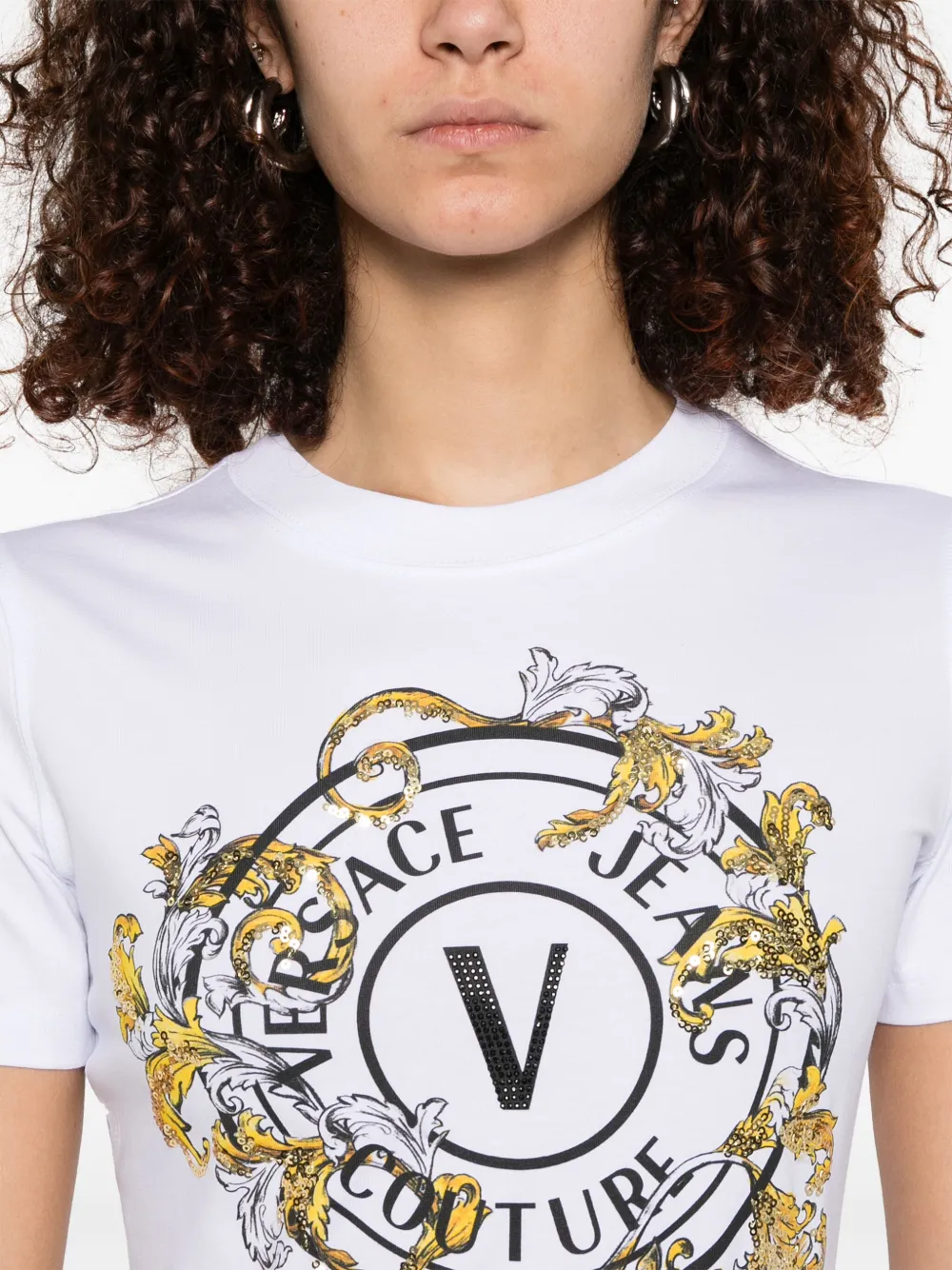 Versace Jeans Couture T-shirt met logoprint Wit