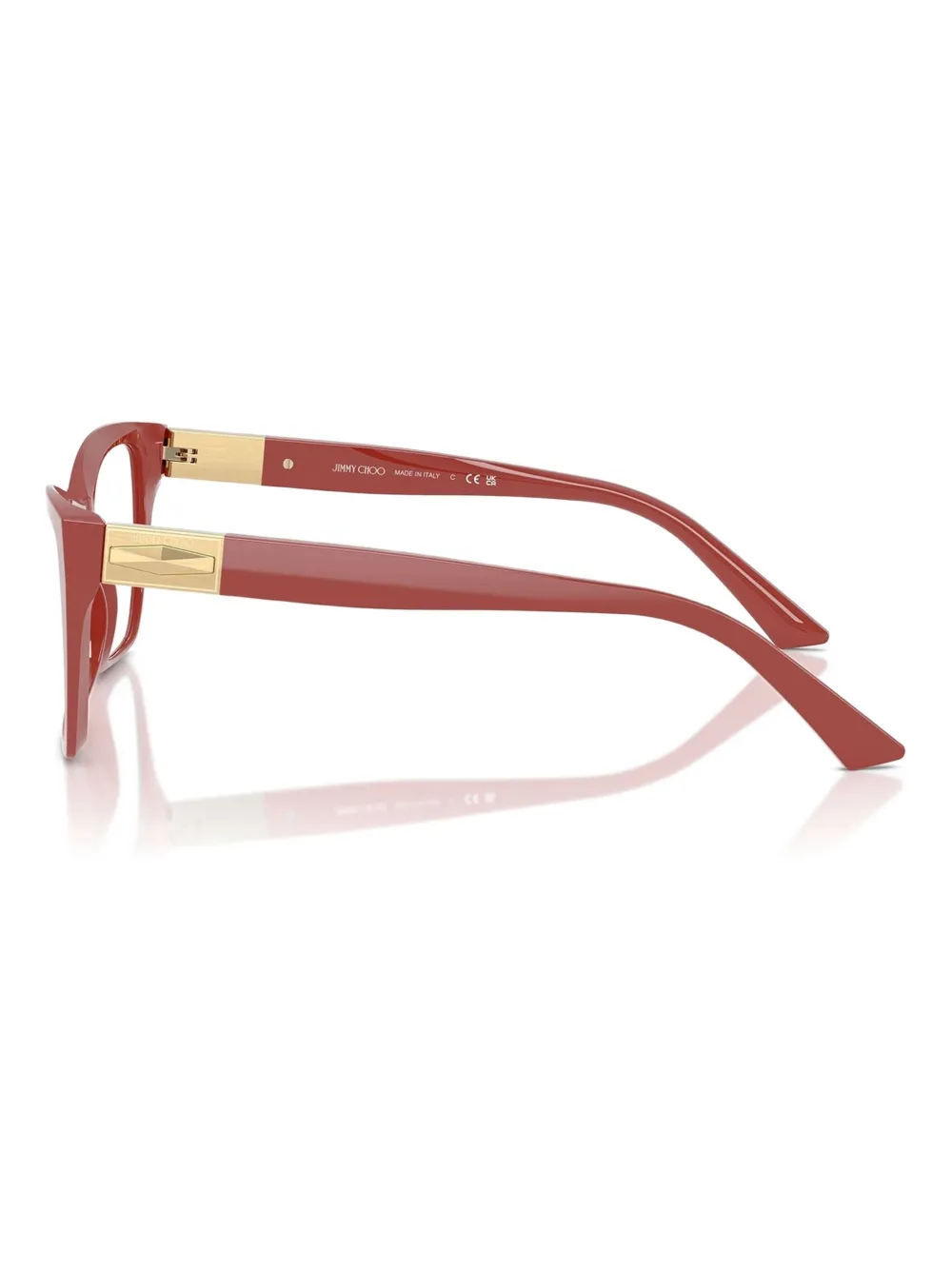 Jimmy Choo Eyewear Bril met hoekig montuur en gouden detail Rood