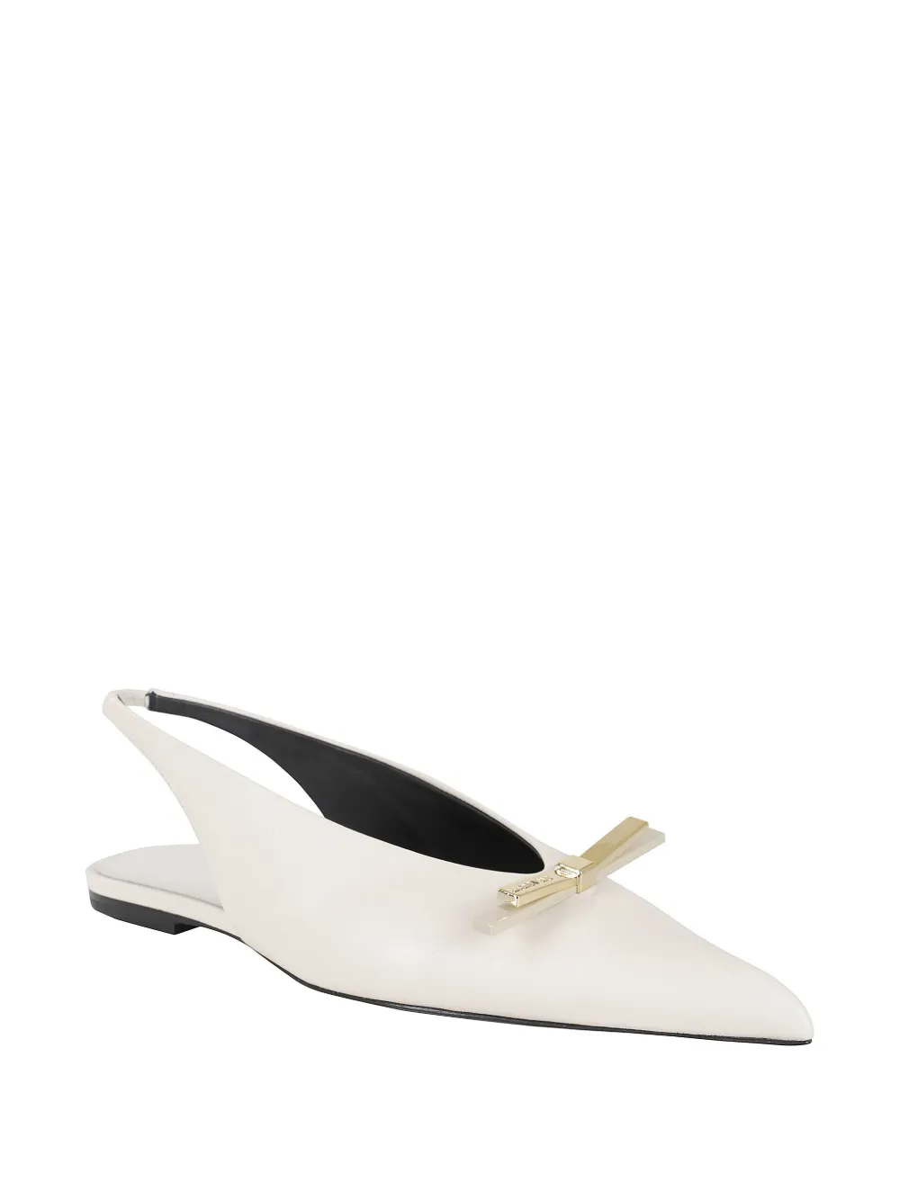 Lanvin Bow Flat Slingback In Weiss