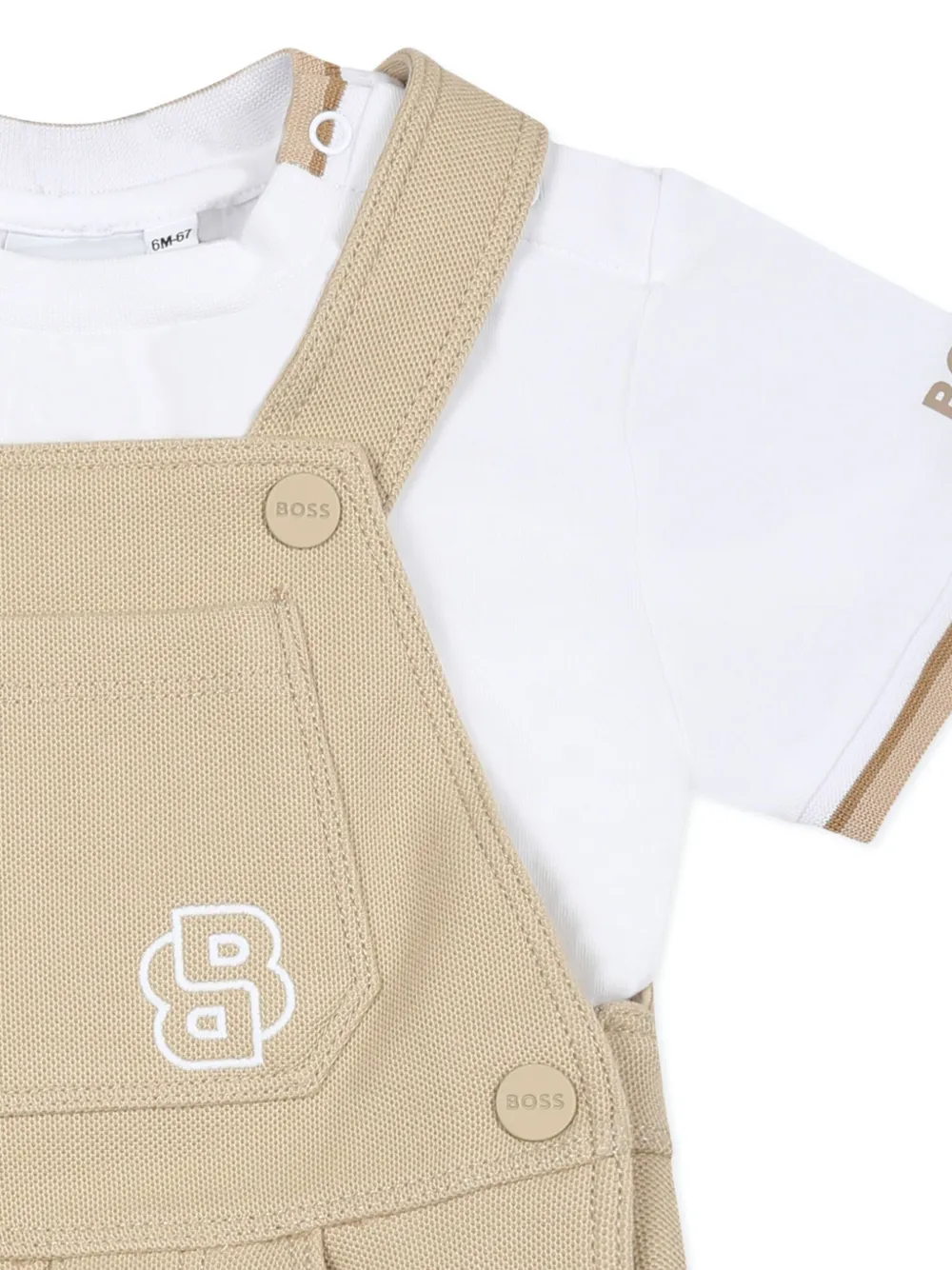 BOSS Kidswear T-shirt en tuinbroek Beige