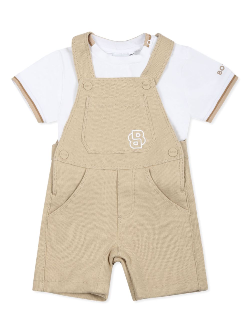 BOSS Kidswear T-shirt and dungarees set - Neutrals