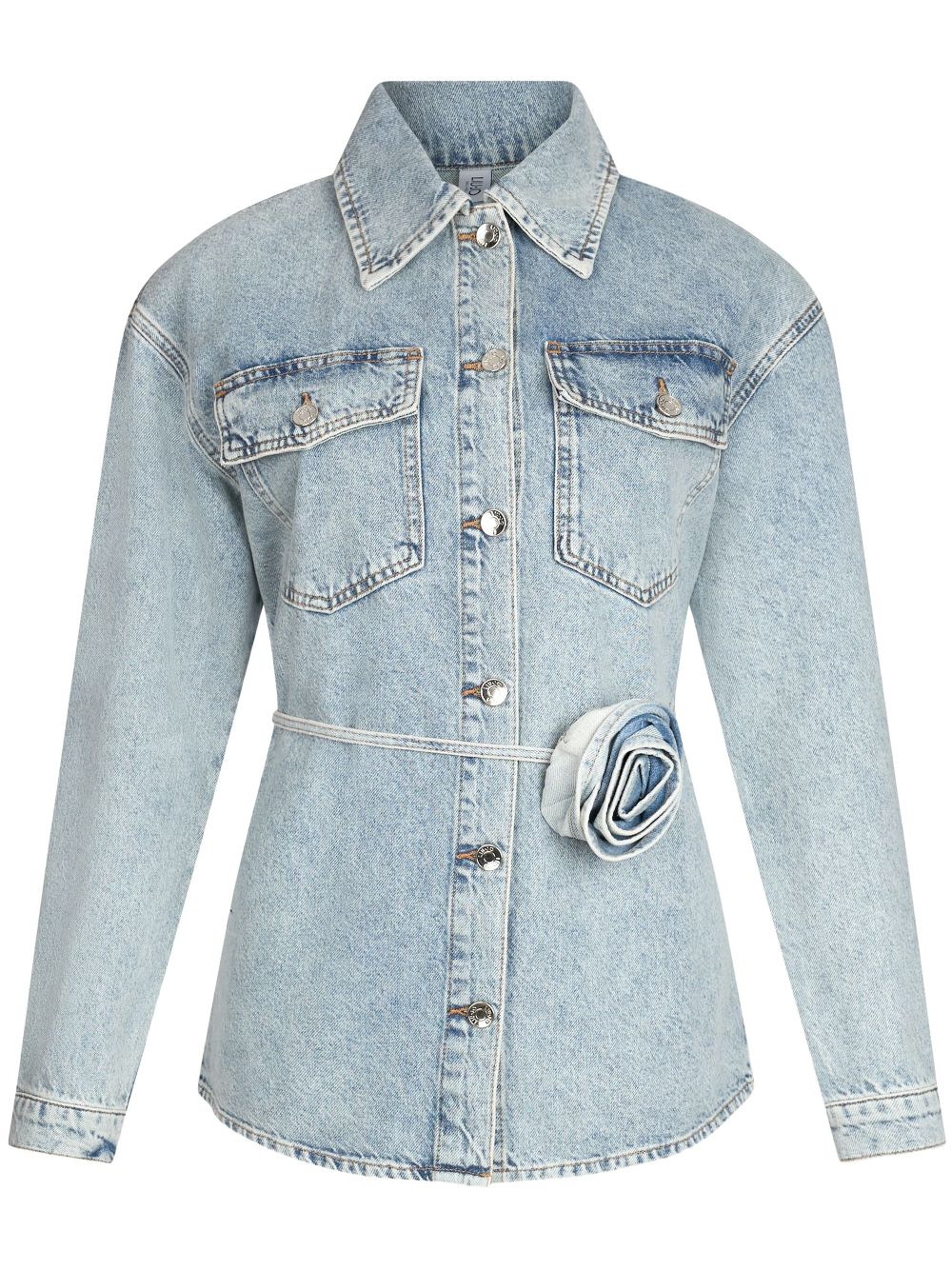 LIU JO floral-appliqué denim jacket - Blue