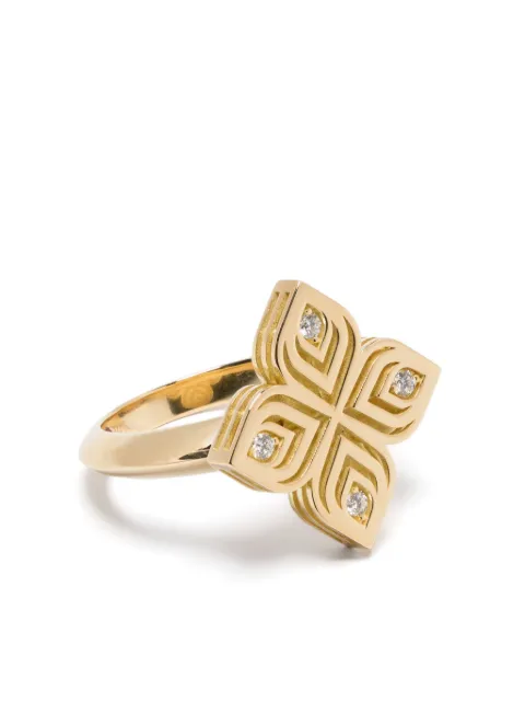 Roberto Coin 18kt yellow gold Arabesque Flower diamond ring