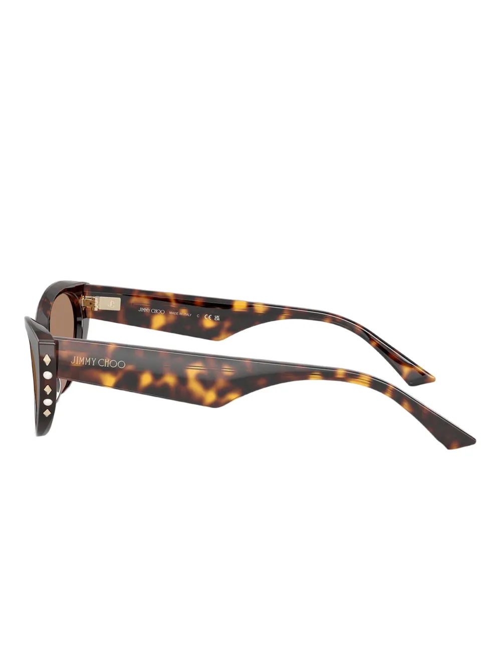Jimmy Choo Eyewear Zonnebril met cat-eye montuur en schildpadschild design Bruin