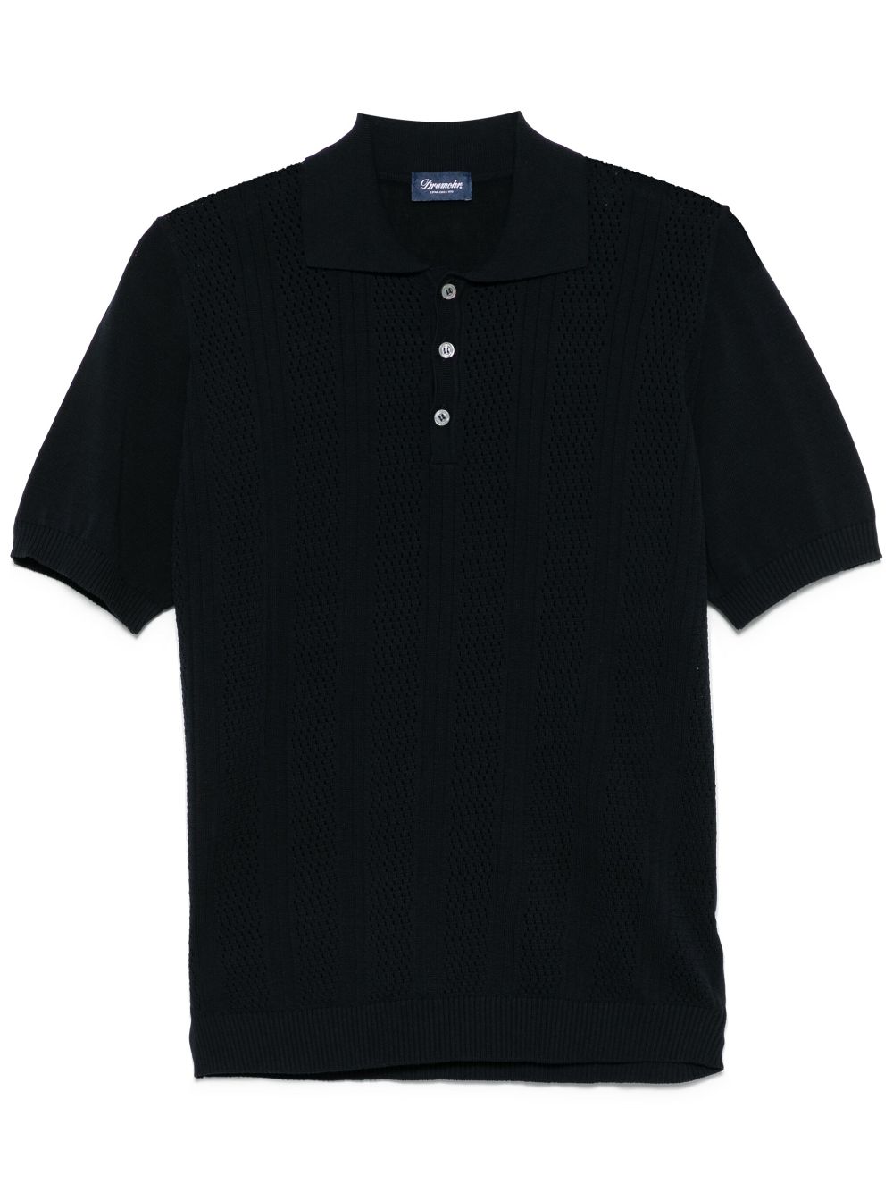 Drumohr pointelle-knit polo shirt - Blue