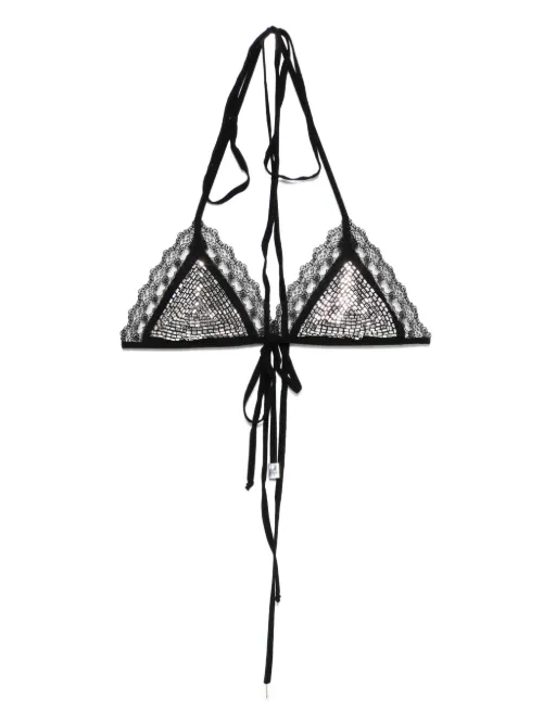 Haut de bikini à détails de strass - The Attico - Modalova