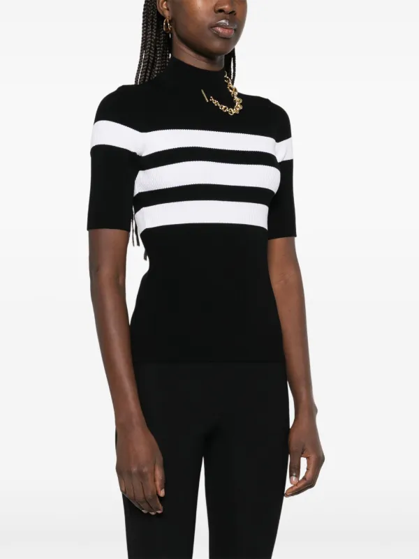 トップス PORUT Jean Paul Gaultier Striped Knitted T-shirt | Black | FARFETCH