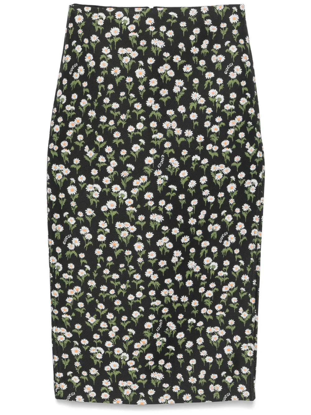 Gucci Crêpe midi-rok met bloemen Zwart