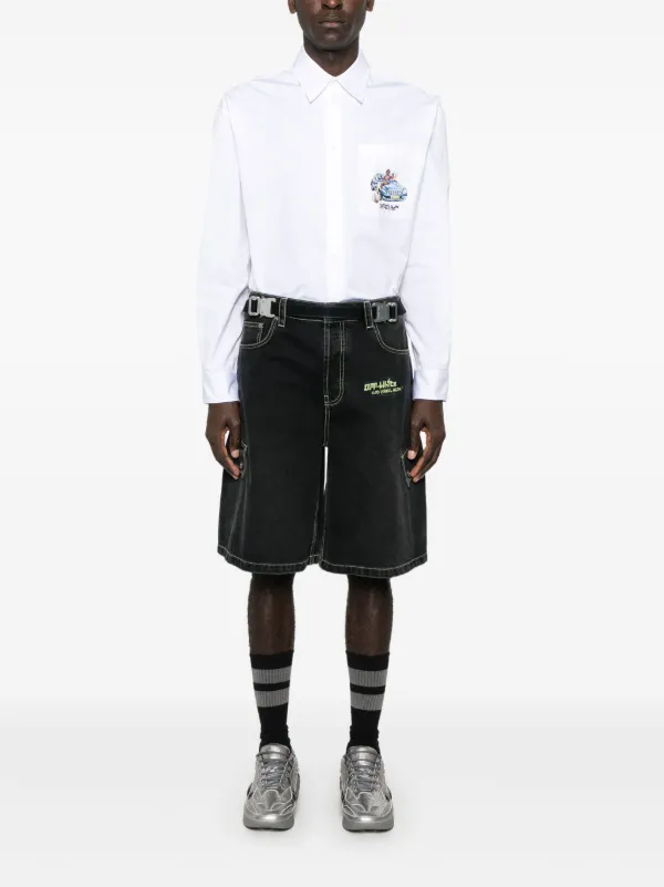 Off-White logo-embroidered Denim Shorts | Black | FARFETCH PH