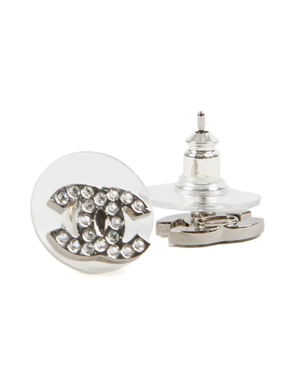 CHANEL Pre-Owned 2010s Interlocking CC Stud Earrings Silver
