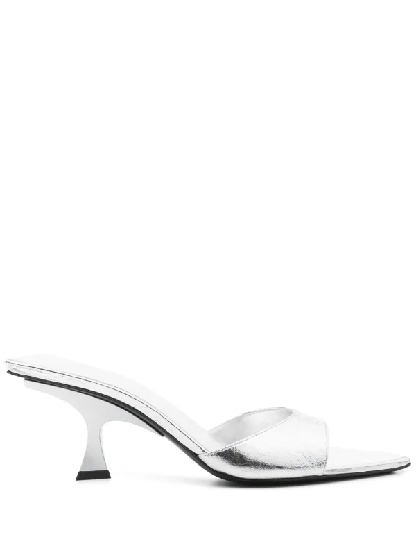 【関税込み】The Attico シルバー Bes ミュール Bes 65 metallic leather mules in silver - The Attico | Mytheresa