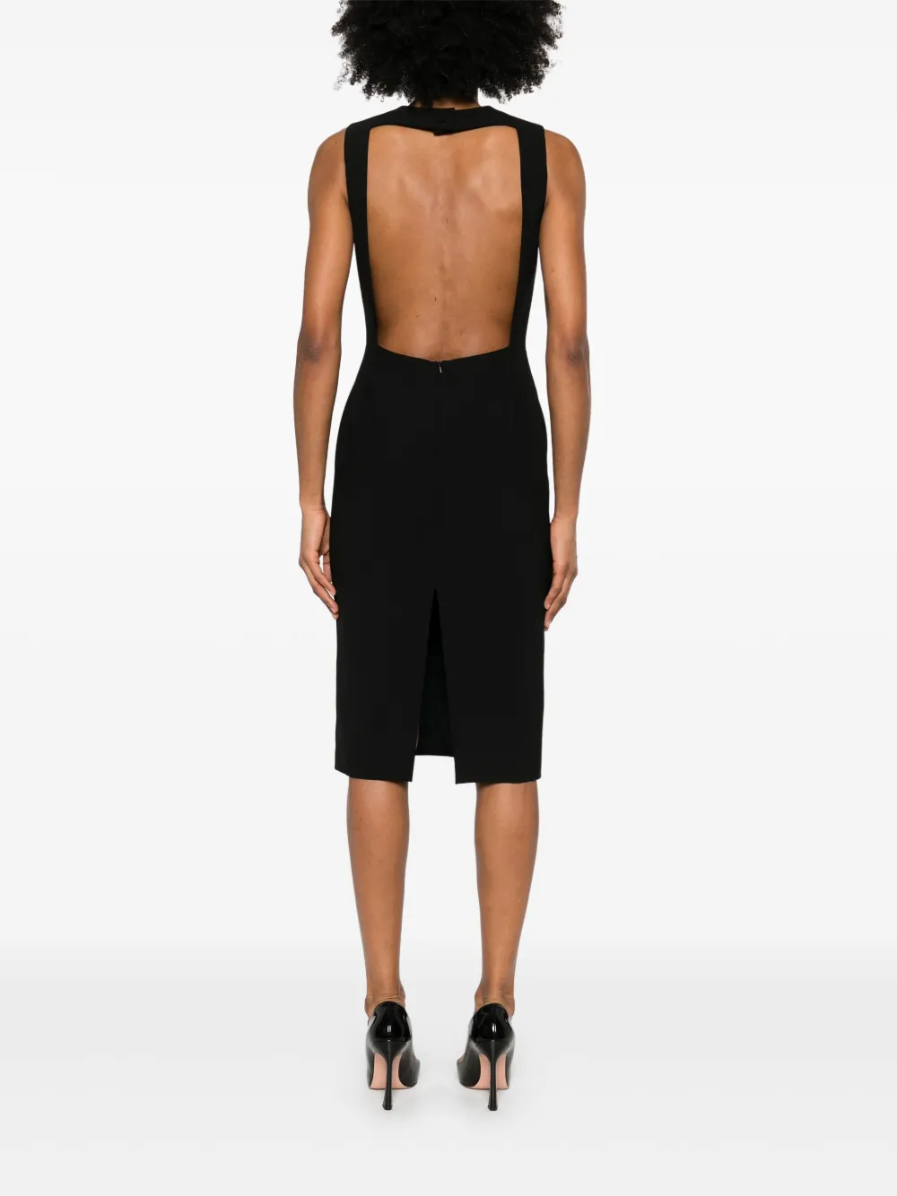 Moschino Midi-jurk met open rug Zwart