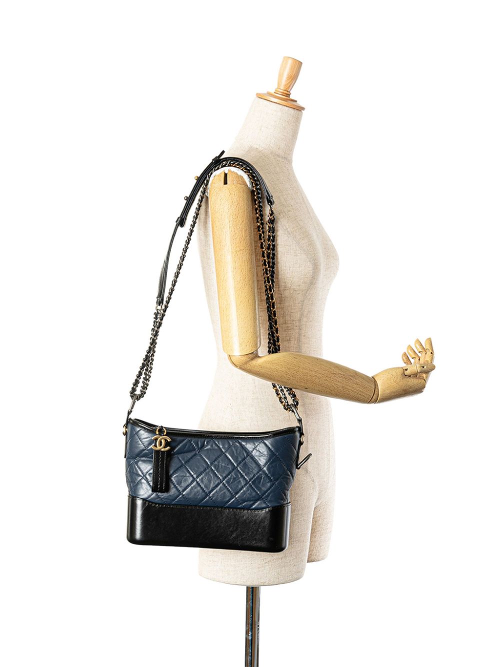 CHANEL Pre-Owned 2019 kleine verweerde kalfsleren Gabrielle crossbodytas - Blauw