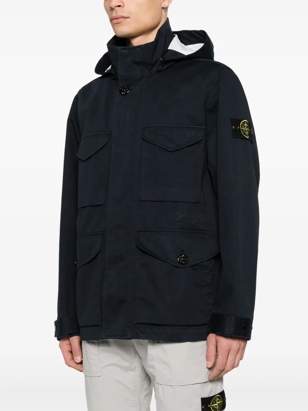 Stone Island Jack met Compass-logopatch Blauw