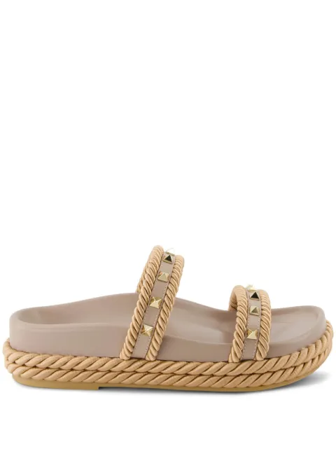 Valentino Garavani Rockstud rope-detail slide sandals