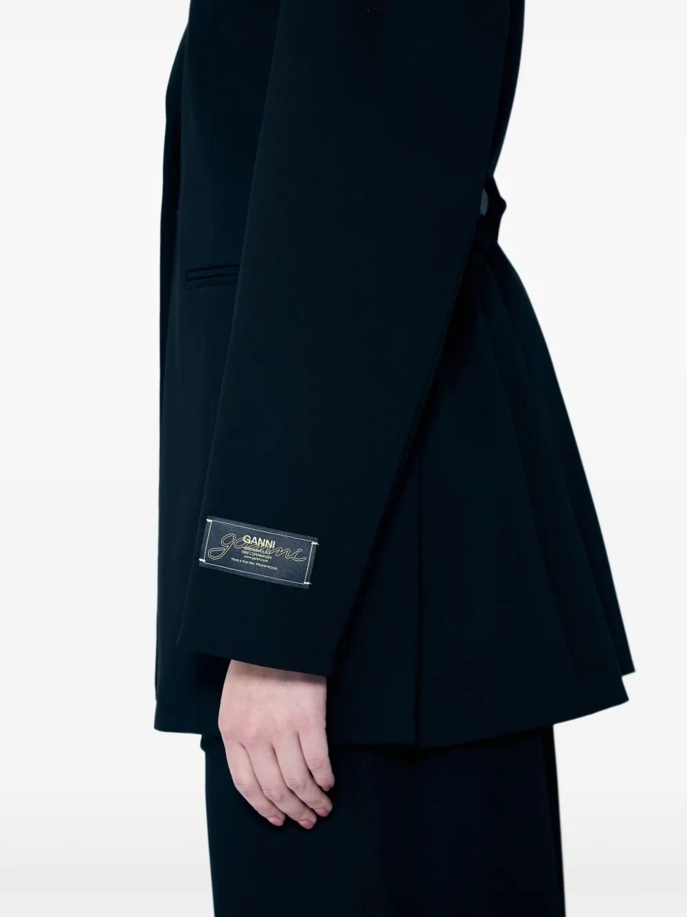 Ganni Women Solid Twill Suiting Blazer In Black