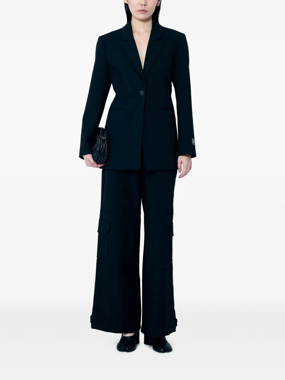 Ganni Women Solid Twill Suiting Blazer In Black
