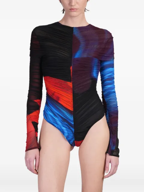 Mugler ruched long-sleeve bodysuit