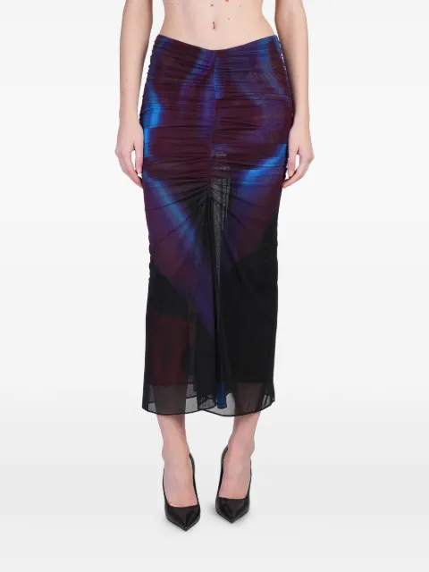 Mugler ruched-detail midi skirt 