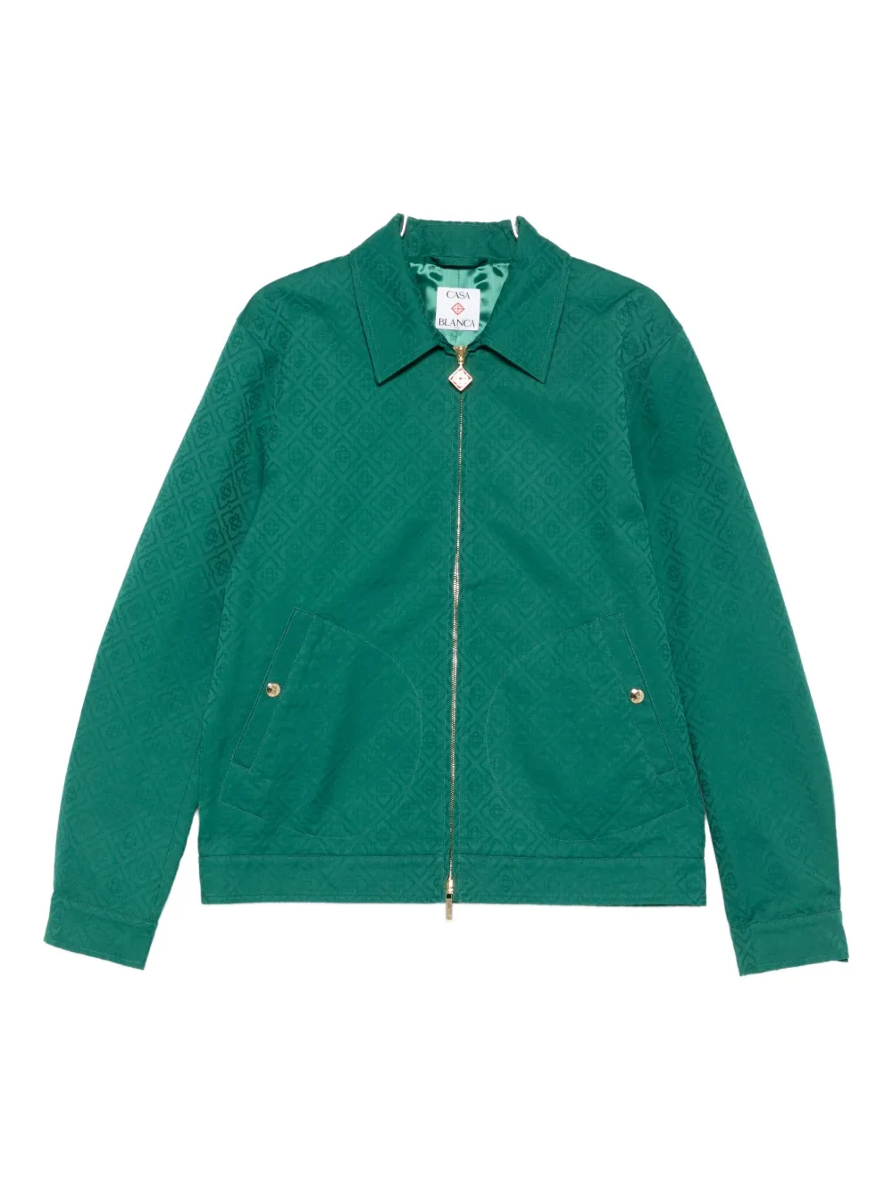 Casablanca Monogram-jacquard Zip-front Overshirt In Green
