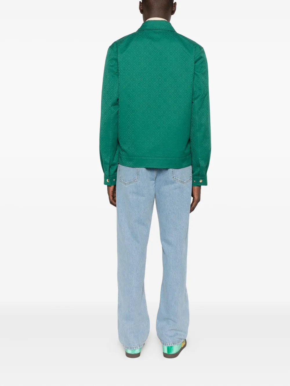 Casablanca Shirtjack met monogram-jacquard en rits Groen