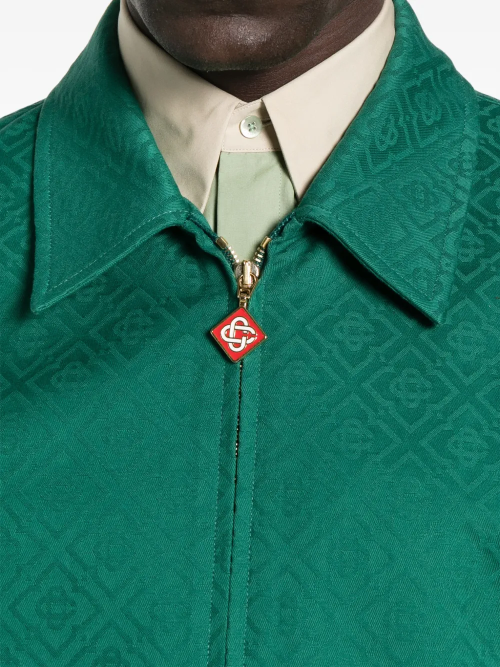 Casablanca Shirtjack met monogram-jacquard en rits Groen
