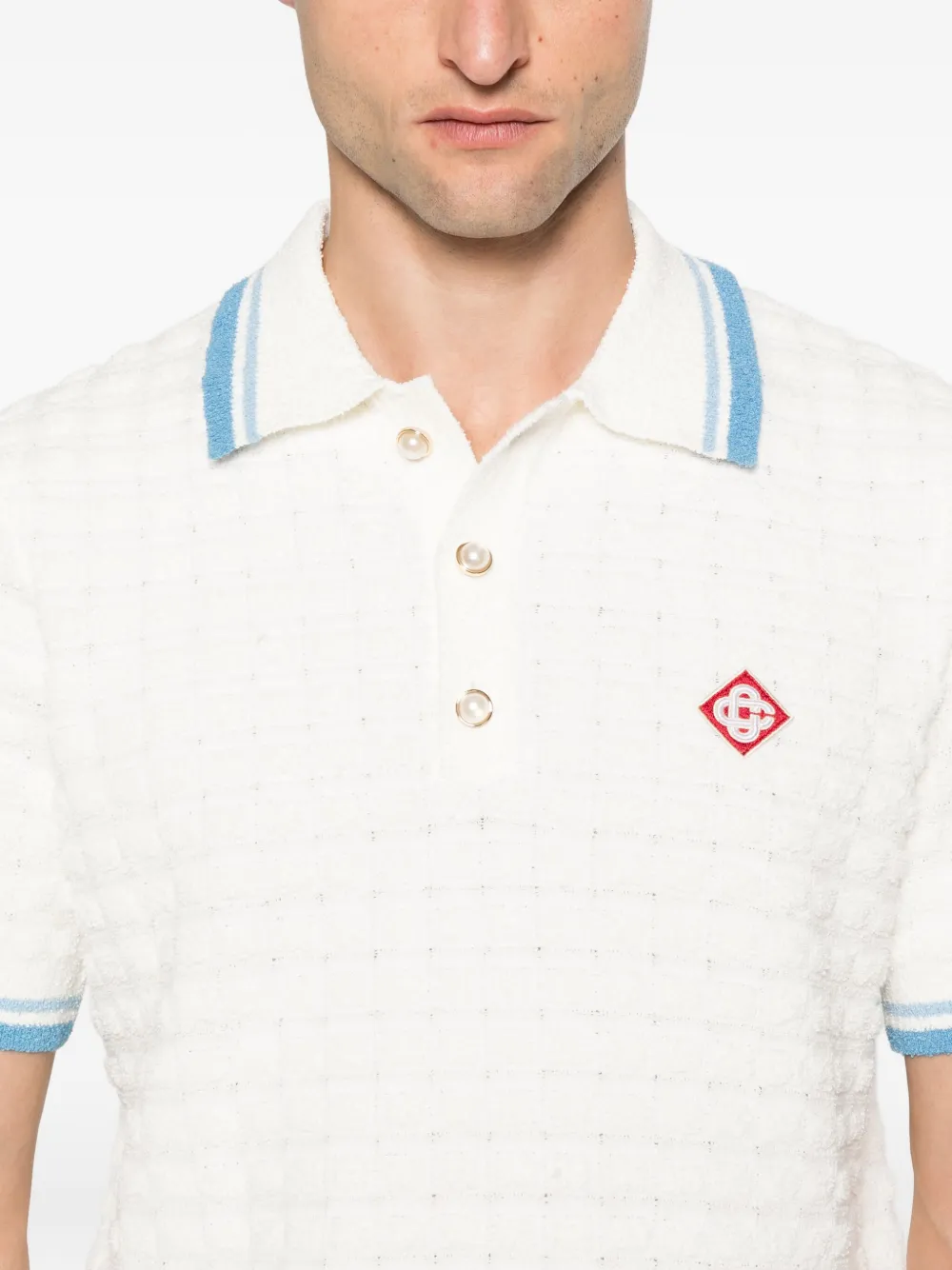 Casablanca Poloshirt met gestreepte afwerking Wit