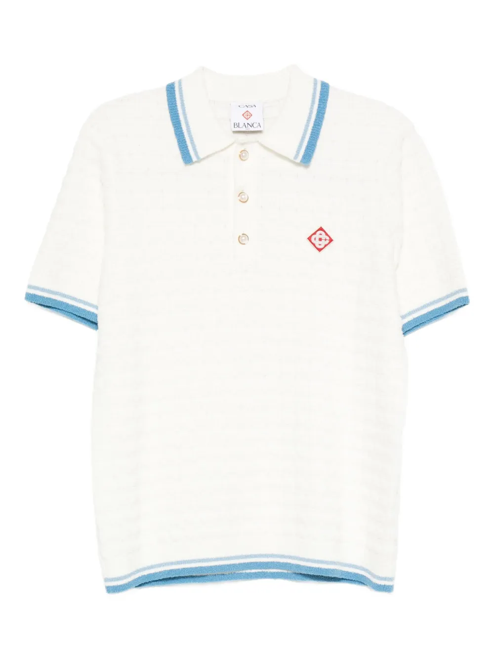 Casablanca stripe-trim polo shirt | White | Image 1