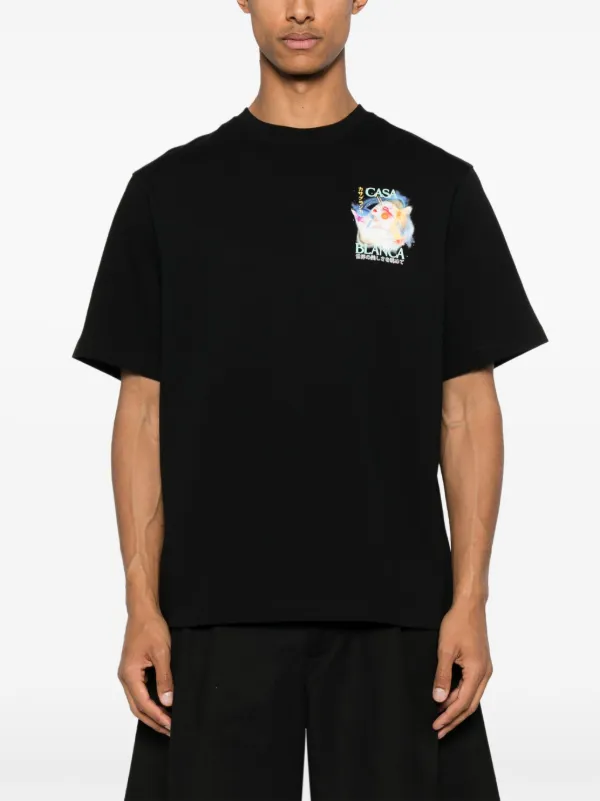 【関税込み】Casablanca ブラック Galactic Connection Tシャツ Casablanca Galactic Connection t-shirt | Black | FARFETCH GE