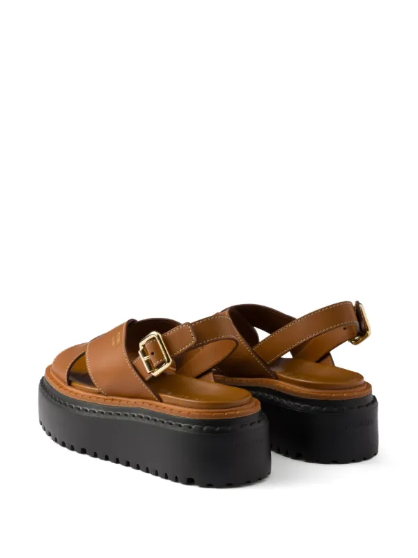 Prada レザー サンダル | ブラウン | FARFETCH JP Prada レザー サンダル | ブラウン | FARFETCH JP