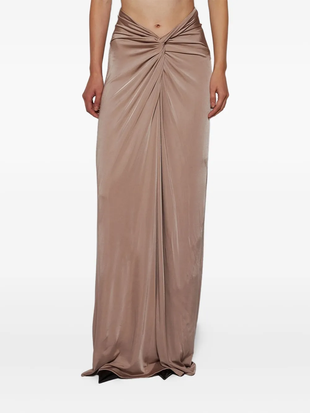 The New Arrivals Ilkyaz Ozel Maxi-rok met gedraaid detail Beige
