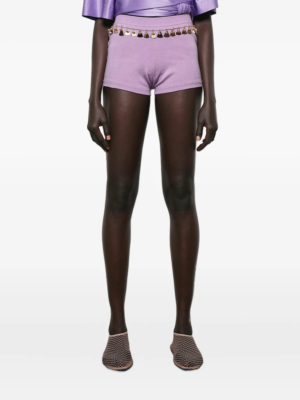 Rabanne embellished knit shorts Paars