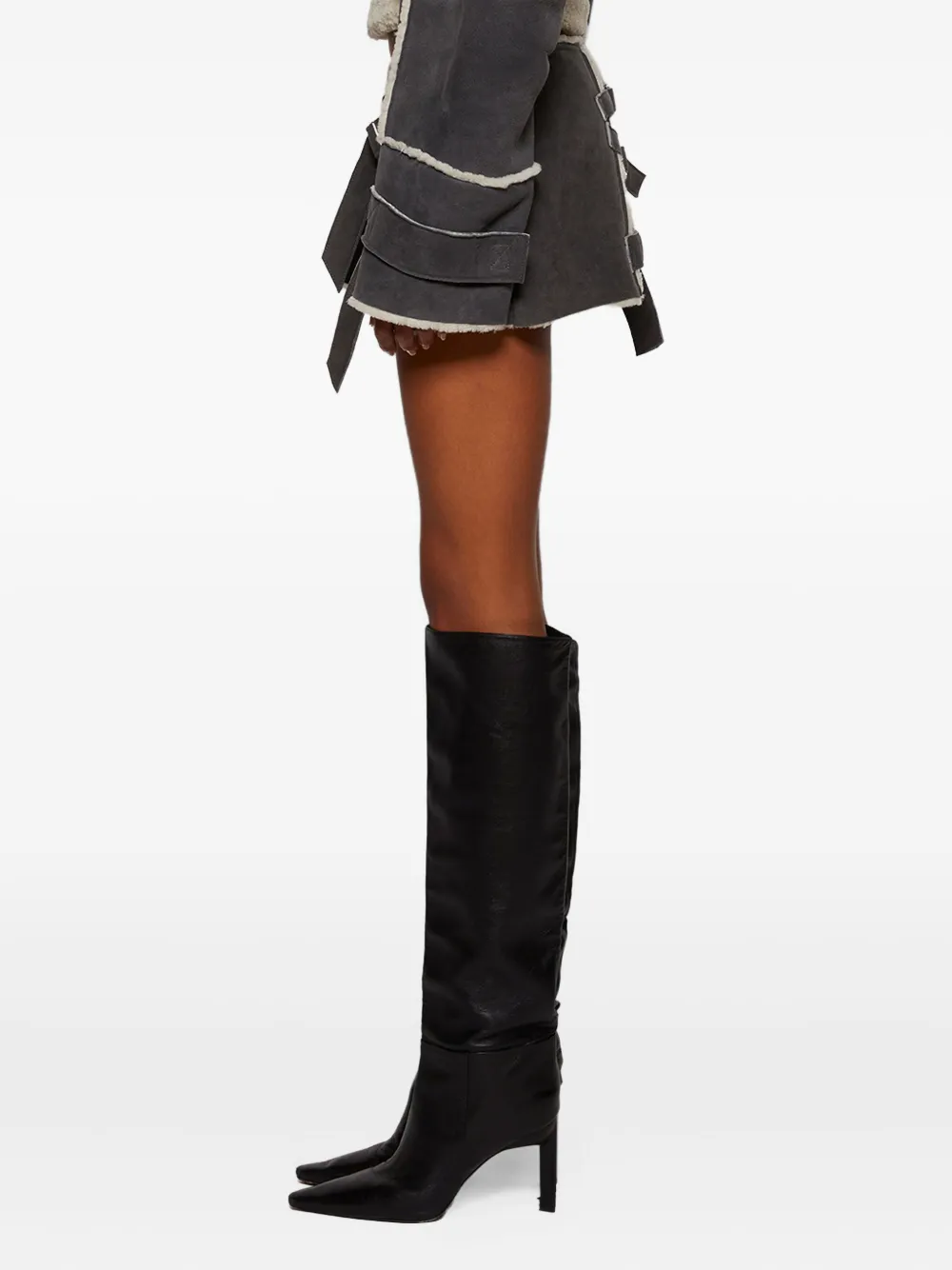 Natasha Zinko Strapped-In suede mini skirt Grijs