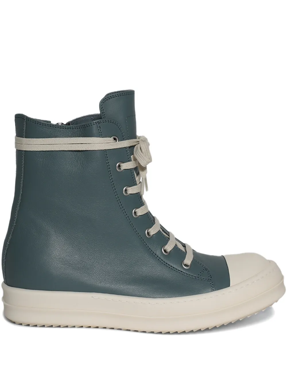 Rick Owens lace-up leather high-top sneakers Green