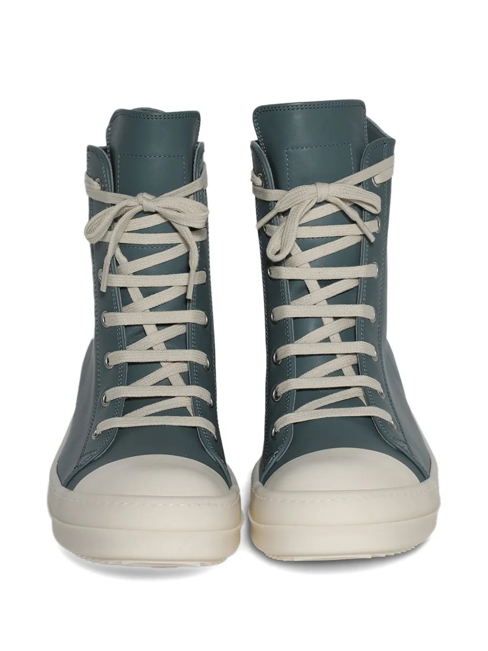 Rick Owens lace-up leather high-top sneakers Green